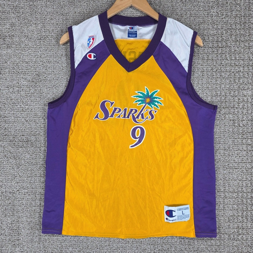 Vintage Lisa Leslie Champion WNBA Los Angeles Sparks Jersey Yellow Large USA